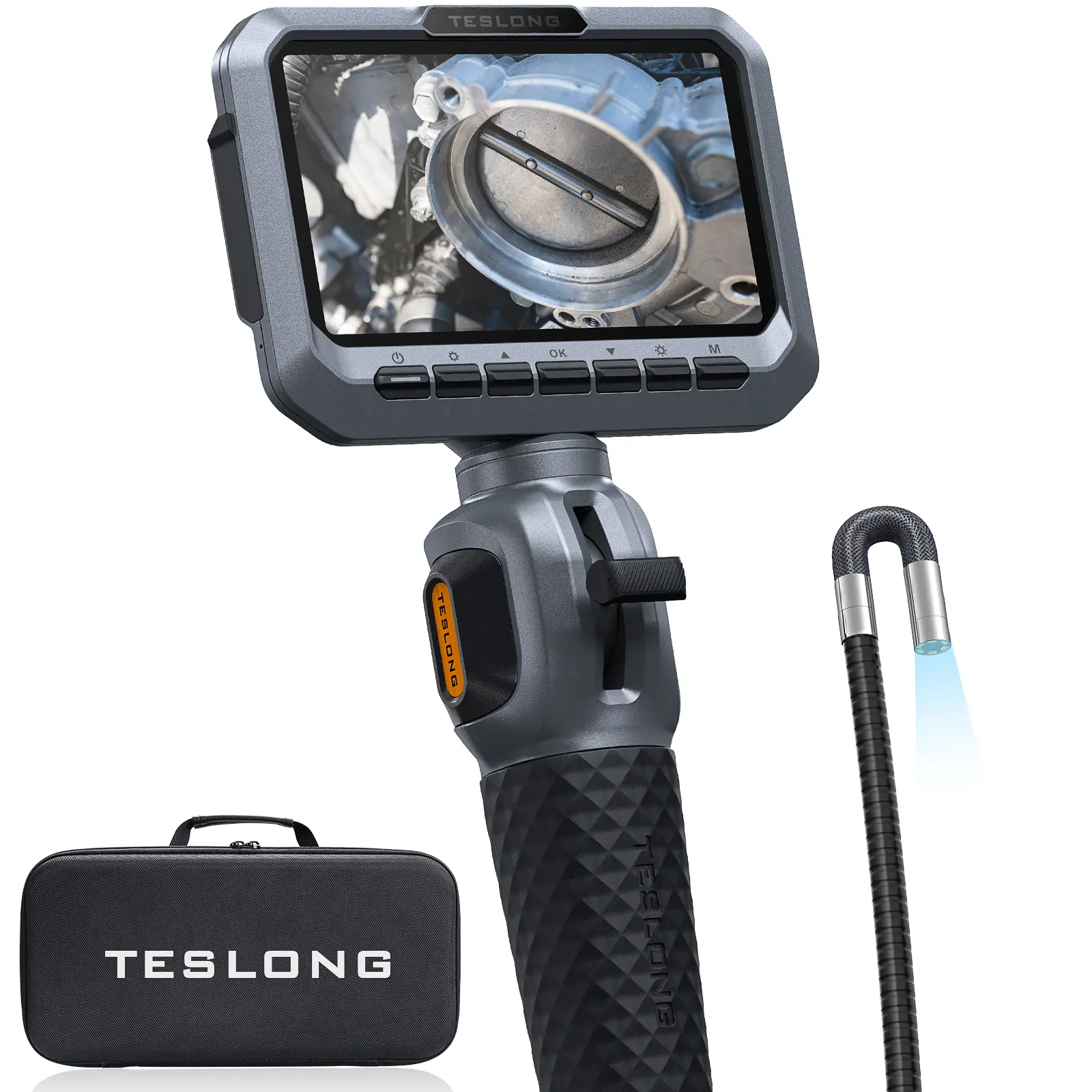 Teslong TD300P Articulating Borescope - 5.5mm Inspection Camera with 5-Inch IPS Screen, 5FT Cable, 6 LEDs for Auto/HVAC Engine/Ducts Car Repair Diagnostic Tasks