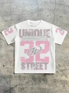 Women's Casual Round Neck T-Shirt, Number Patchwork Print, Street Sport Style, Fashion Daily Wear, Unisex Fit