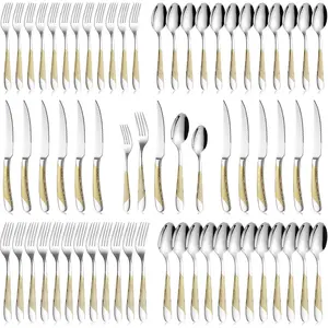 60- Silverware Set Stainless Steel Flatware Sets for 12 Includes  Spoons Forks Heavy Duty Cutlery Set for  Kitchen Hotel