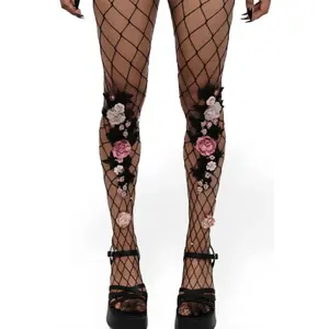 Floral Accent Fishnet Stockings