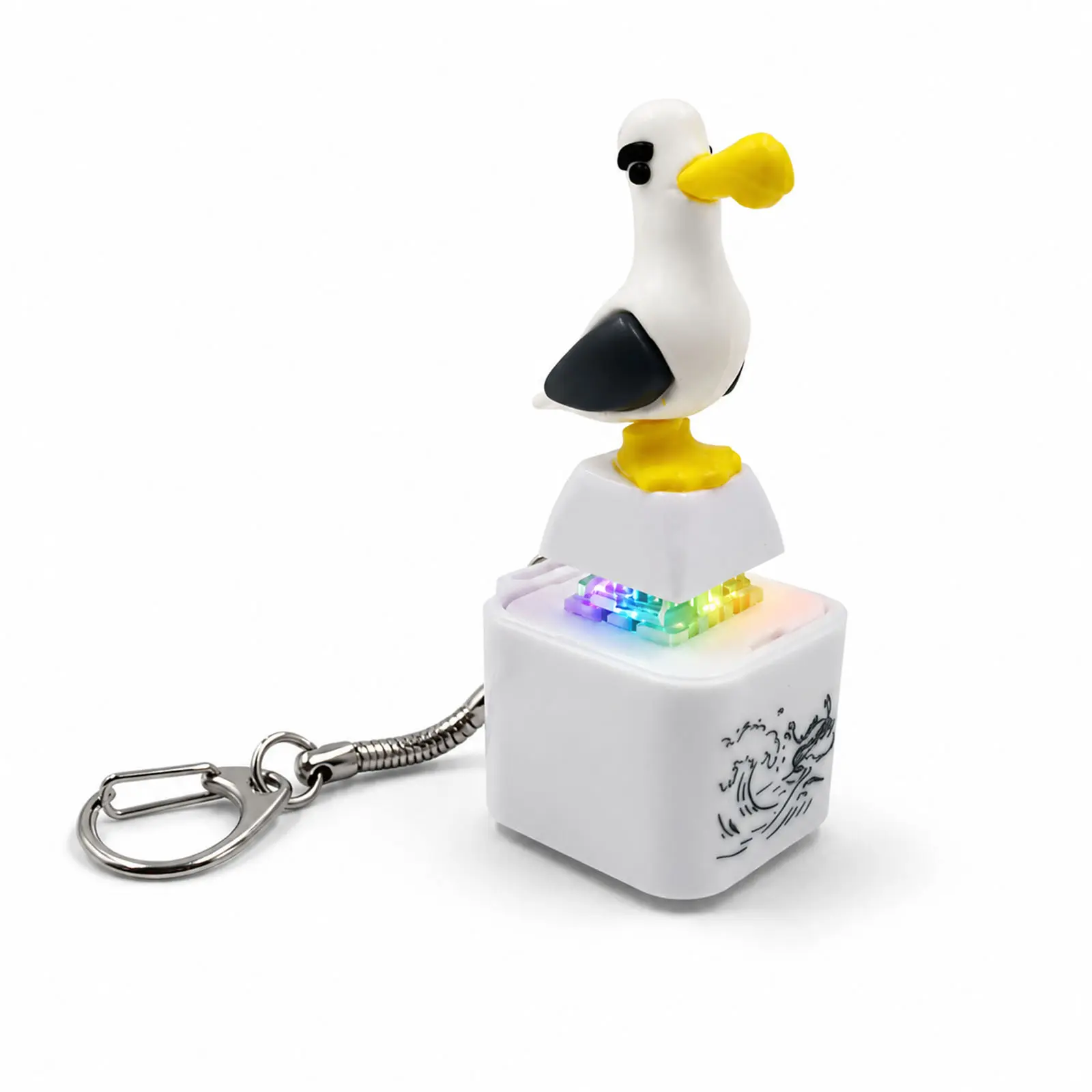 Seagull MINE! Button Keychain - Unisex Clip-On Compact Everyday Toy with Real Sound, LED Light, Battery-Powered Funny Interactive Gift for Friends, Portable