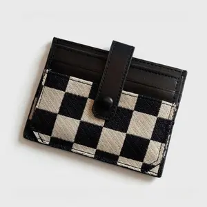 Checked Pattern Card Holder – Fashionable Leather Wallet for Women & Girls, Casual Trendy Multi-Purpose Card Holder, Versatile High-Quality Compact Wallet for Daily Use, Travel, Work, School, Shopping, Gift, Everyday Carry
