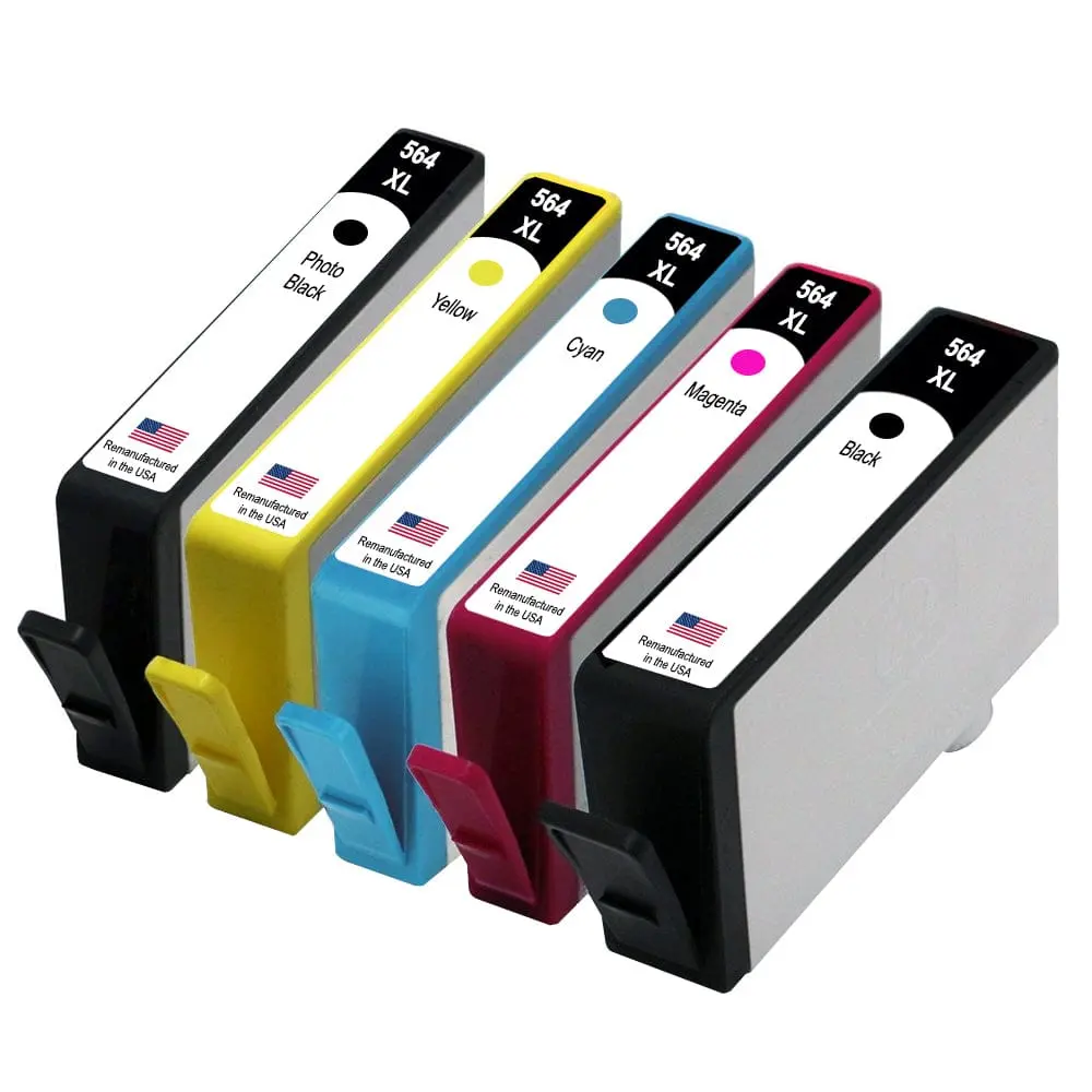 U.S. Remanufactured for HP 564XL Black, Photo Black and 3 Color Ink Cartridge Combo Pack