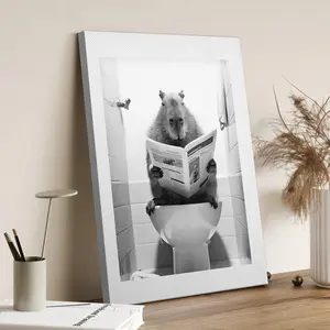 Capybara Wall Art Funny Bathroom Cute Capybara Art Capybara Poster Capybara Print Kids Bathroom Whimsy Animal Art Capybara Reading