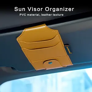 Car Sun Visor Storage Clip, Fits Glasses Cards, Damage-Free Installation, Magic Tape Strap, Universal Car Organizer Rack