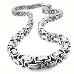 Men's 304L Stainless Steel Cuban Chain Necklace - Heavy-duty interlocking chain design, polished surface, sturdy and fashionable, suitable for casual wear, parties, gifts, party accessories, sports accessories, polished surface