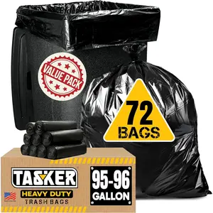 95 Gallon Trash Bags Heavy Duty |   Mega-Value Pack 72 Bags |   Extra Large Black Can Liners |   90-100 Gallon Trash Bags |   96 Gallon Big Garbage Bags (Black)