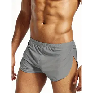 Men'S Stylish Solid Color Breathable And Comfortable High-Slit Design Boxer Shorts.