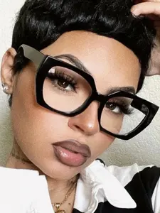 Vintage Square Frame Multifaceted Eyeglasses, Anti-Blue Light Transparent Fashion Glasses for Men & Women, Casual Daily Wear, Stylish Square Frames