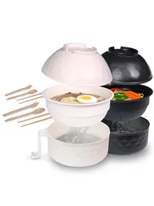 Ramen Bowl Set — 1 set including bowl tableware kit; microwave-safe ramen bowl with fork, spoon, chopsticks; kitchen gadgets; dinnerware cutlery utensils modern