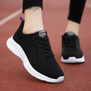 [Lightweight Athletic Sneakers] Breathable, Lightweight Women's Mesh Athletic Sneakers - Lace-Up Running Shoes with EVA Sole, Fashionable Black Casual Walking Footwear