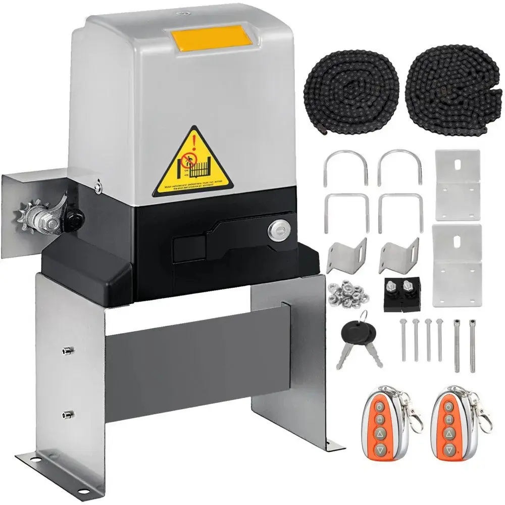 Automatic Sliding Gate Opener 1400LBS with 2 Remote Controls, Gate Operator Hardware Kit for Security, Move Speed 43ft Per Min, Electric Rolling Driveway Slide Gate Motor
