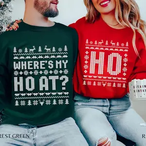 Where is my Ho's Couples Sweatshirt Funny Couples Ugly Christmas Sweater, Couples Matching Ugly Christmas Sweater, Funny Christmas Couples