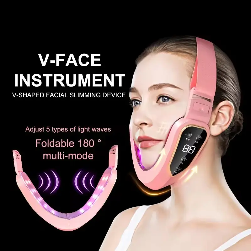 LED Facial Vibration Massager, Face Lifting Device, Heated Chin V-Shape Massage,New Model V80, 400mah Capacity, Face Massagers