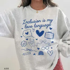 Inclusion Short Sleeved T-SHIRT / Sweatshirt / Hoodie , Bcba T-Shirt ,  Neurodiverse TEE, Rbt Acceptance hoodie Equality Mom Cotton Fabric Sleeve Fit