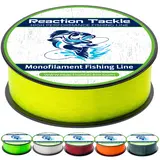 Reaction Tackle Monofilament Fishing Line (4-100LB) - High Strength Nylon Spool with Low Memory and Abrasion Resistance, UV Reactive for Saltwater & Freshwater Fishing, Outdoor Fishing Supplies