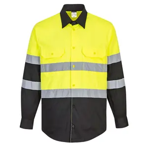 PORTWEST® High Visibility Button up Work Shirt - Two Tone - ANSI Class 2 - E066