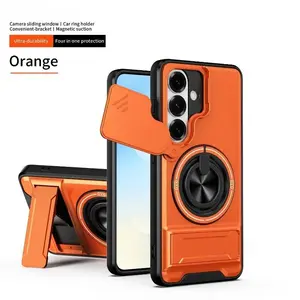 360 Rotating Magnetic Ring Holder Phone Case For Samsung S26 Ultra S25 Plus S24 A16 A17 A07 Lens Slide Camera kickstand Cover Protector