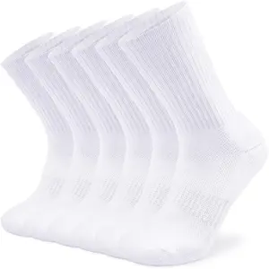 Unisex Cushioned Crew Training Athletic Socks Men & Women with Combed Cotton Moisture Wicking Breathable Performance