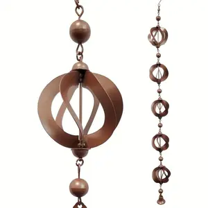 Rotating Rain Chain, Iron Decorative Downspout with Bell, Outdoor Weatherproof Drainage, Patio Balcony Garden Decoration, Traditional Design