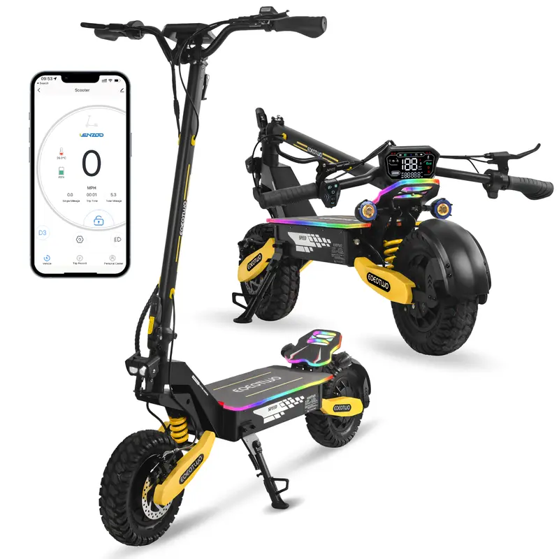 Unisex Adult Foldable High Speed Scooter - 2400 Dual Motors, 46-mile Max Range, 40 MPH Max Speed, 11-inch All-Terrain Tires, NFC Tech, Intelligent Display Screen, Hydraulic Oil Brake System, Dual Suspension Devices, Sport Rides Gadget