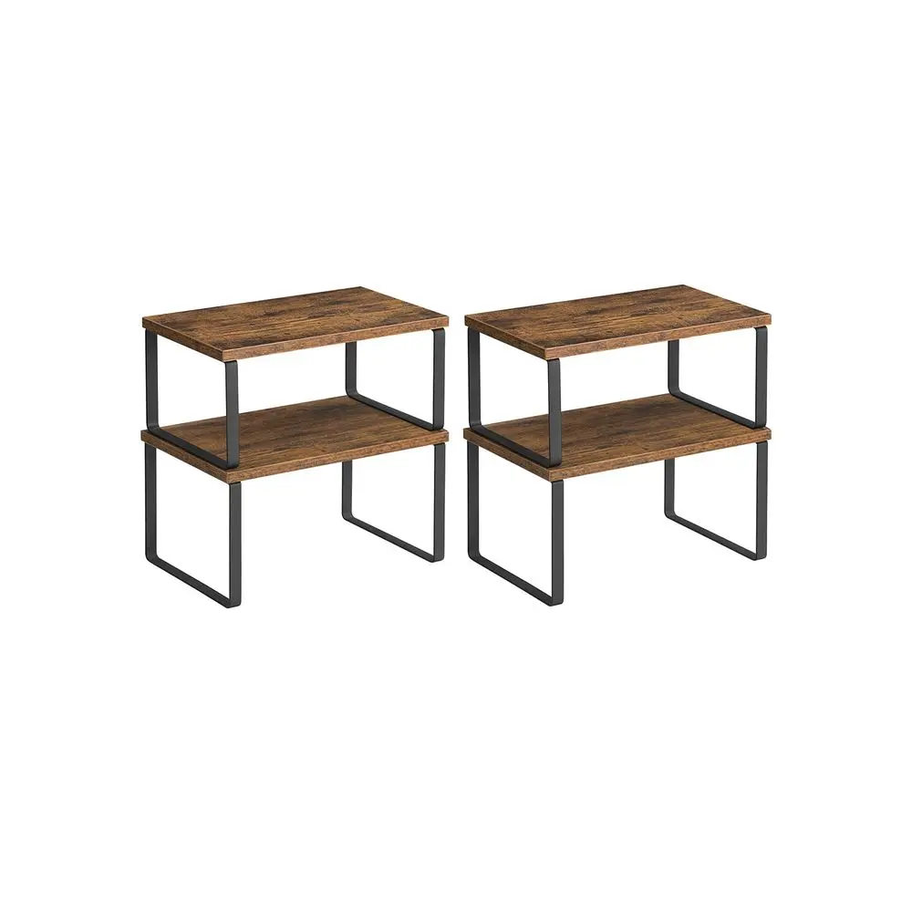 SONGMICS HOME Cabinet Organizer Shelf, Set of 4 Kitchen Counter Shelves, Kitchen Storage, Spice Rack, Stackable, Expandable, Metal and Engineered Wood