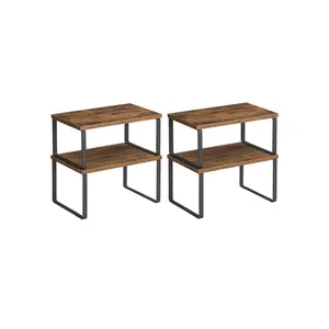 SONGMICS HOME Cabinet Organizer Shelf, Set of 4 Kitchen Counter Shelves, Kitchen Storage, Spice Rack, Stackable, Expandable, Metal and Engineered Wood