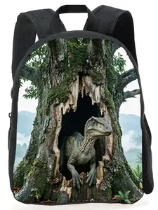 Lightweight Dinosaur Bag with Water Bottle Pocket, Unisex Animal Print Sports Bag, Casual All-Season Campus Backpack, Youth Backpack