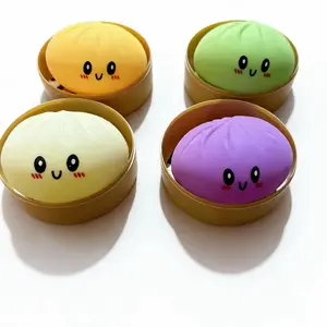 Stress-relief toy: large-sized steamed bun with a smiley face expression