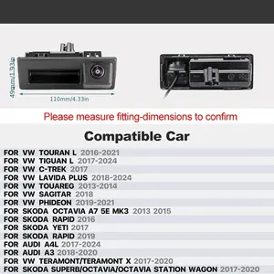 CCD Car Pull Handle Reverse Camera Suitable for Volkswagen Golf Passat B7 B6 Tiguan Jetta MK6 Caddy Touran Touareg Sharan Ultra-high Definition Suitable for Audi A3 A4 A5 Q3 Q5 Q7 A6 B6 B8 A4L A6L A8L S5 S3 RS6 Car Accessories Reverse