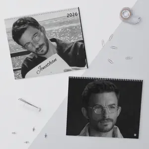 Jonathan Bailey 2026 Wall Calendar, Black & White Aesthetic Celebrity Calendar with Elegant Portraits, Premium Matte Paper, Unisex Decor for Fans, Perfect Gift for Her