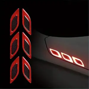 6Pcs/Set 3D Car Styling Reflective Strips Car reflective sticker leaf plate night warning sticker door side bumper anti-scratch sticker fender anti-collision sticker Car Accessories