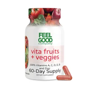 25 Superfood Fruits & Veggies Capsules - Fruit & Vegetable Multivitamin with Vitamins A, C, D, E, B & Zinc - 60 Count for Men & Women