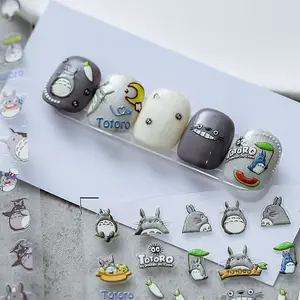Cartoon Totoro Nail Stickers, Anime Nail Art Decals (05)