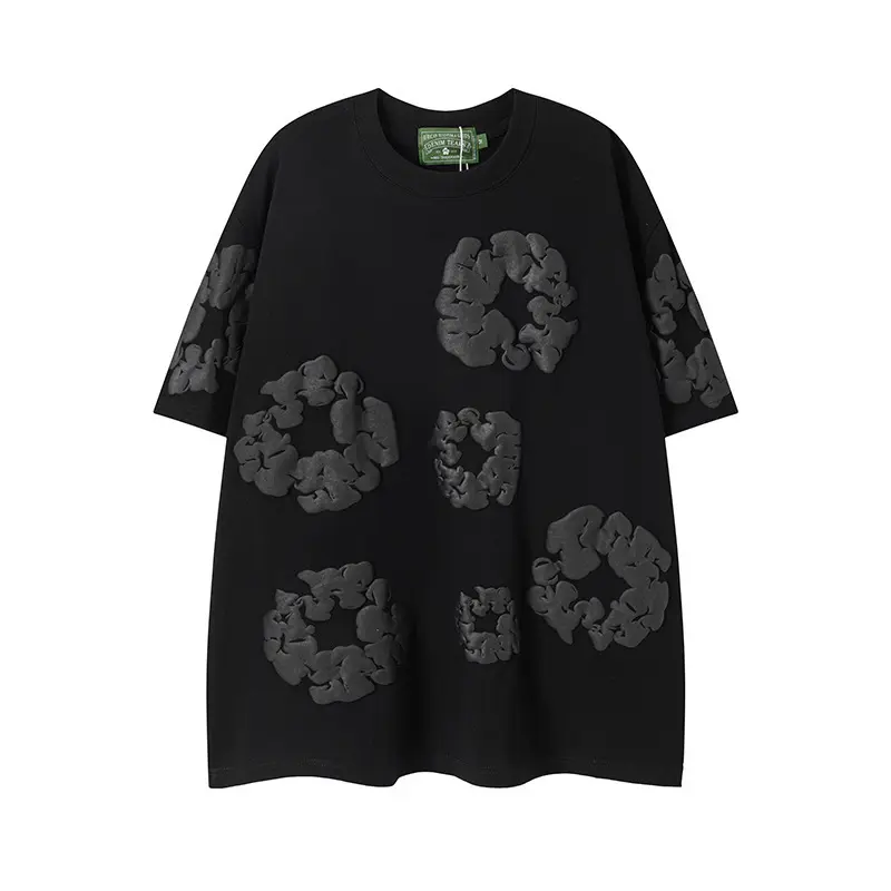 Black T Shirt, Tone on Tone Dark Graphic Oversized Y2K Streetwear Top for Men Women