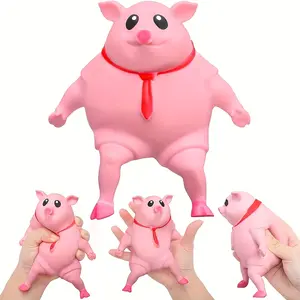 4pcs Cute Squishy Pink Pig Toys - Soft Rubber Squeeze Toys with Red Bow Tie, Perfect for Office Desk Decor, Halloween, Birthday, Valentine'S Day, Thanksgiving & Christmas Gifts, Desk Decorations, Playful Design, Durable Material, Novelty Gi