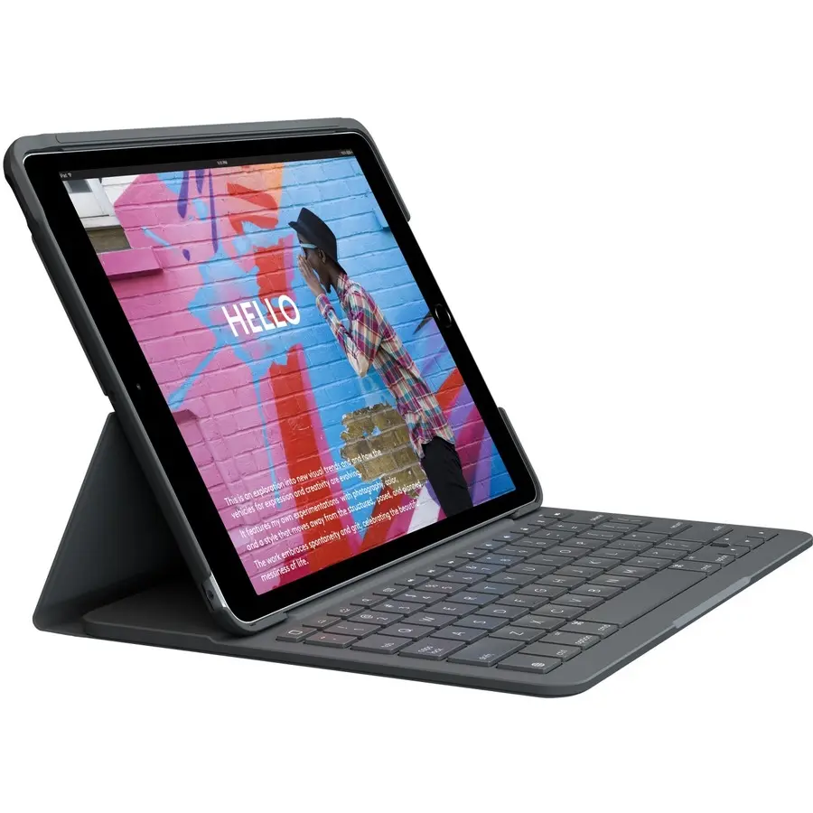 Logitech Slim Folio Keyboard/Cover Case for Apple iPad 7th Gen Tablet Graphite