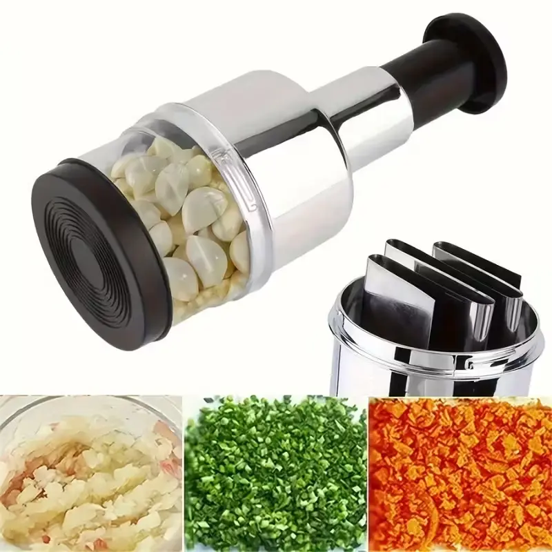 Manual Food Chopper, Stainless Steel Onion And Garlic Cutter, Vegetable And Nut Chopping Tool, Handheld Kitchen Food Cutter
