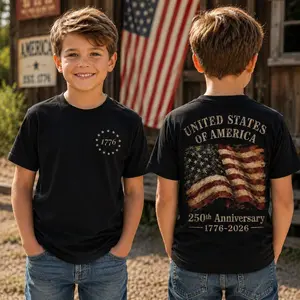 America 250 Boys Shirt, Kids 4th Of July Tee, 1776 To 2026 Patriotic Shirt, USA Flag Youth T-Shirt, 250th Anniversary Kids Top, Kids Red White Blue Graphic Tee