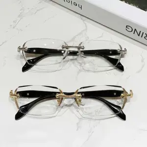 EunoiaLens Rimless High Quality Eyewear, Frameless Vision Glasses with Clear Lenses,Diamond-Cut Edges, Stainless Steel Fashion Temple Decor, Unisex Adults' Accessories for Daily Use, Mens Gifts. summerwins,summerwins