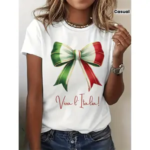 Viva L Italia Women's Casual TShirt Featuring Italian Pride Graphic Short Sleeves and Crew Neck Ideal for Spring and Summer