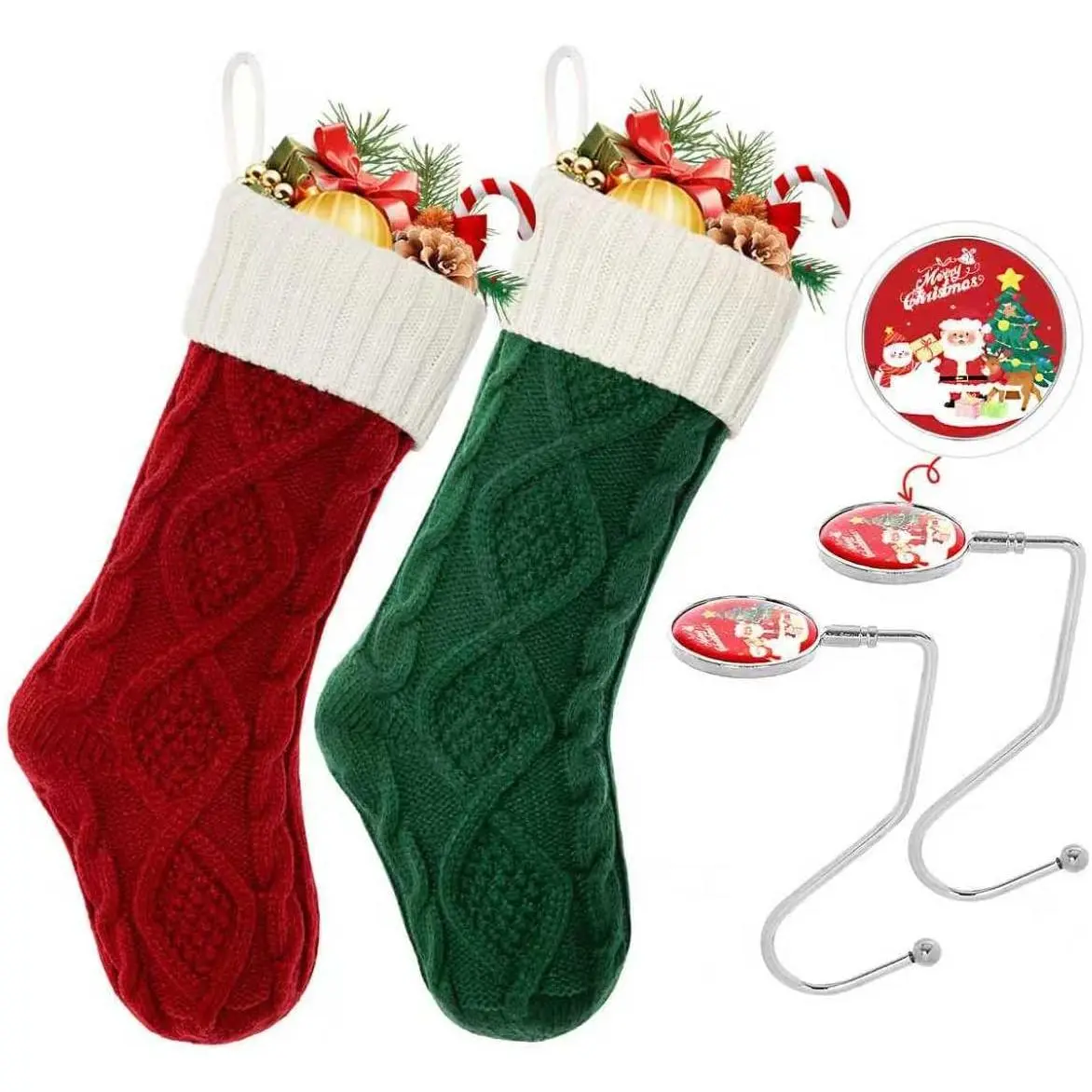 Ulico Stocking,18 inchLarge Cable Knitted Xmas Stocking for Kids,Holiday and Family Stocking for Fireplace Holiday Party DecorationSolid color Mexican SugarSkull Decor Set Gingerbread Fluffy CozySlipper Socks Embroidered pre-lit artificial christmas tree
