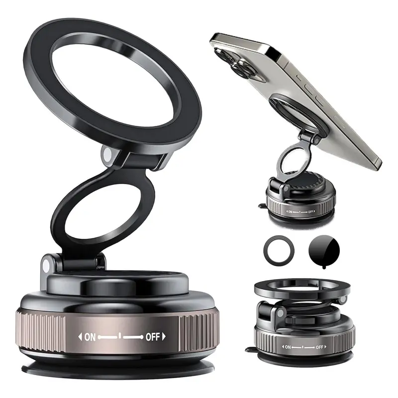 Magnetic Car Phone Holder for MagSafe: 28+LBS Strong Suction Vacuum Phone Mount for Men/Women - 360° Rotatable Adjustable Portable Cell Phone Stand for iPhone 12-16 Pro Max Plus
