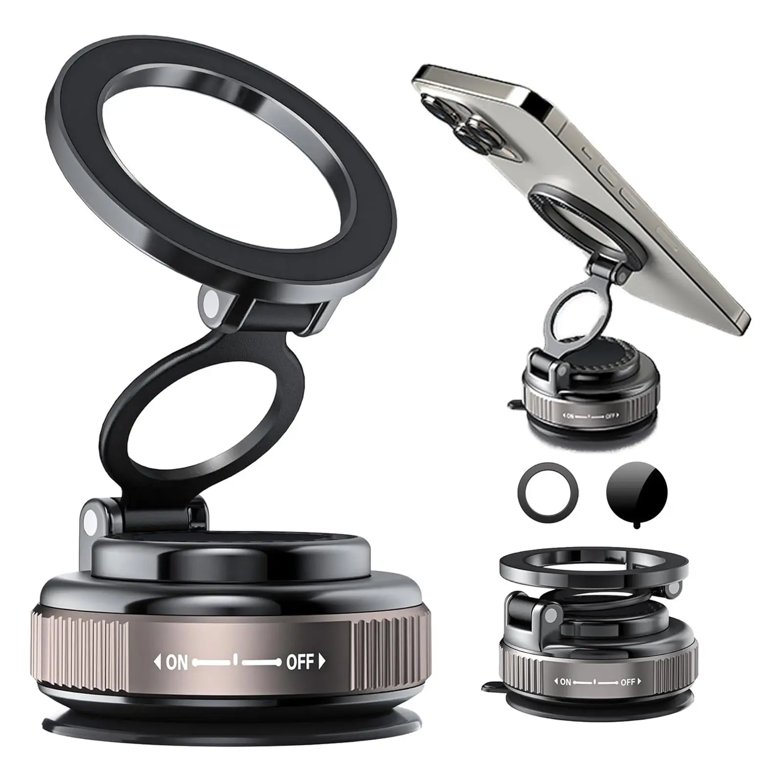 Magnetic Car Phone Holder for MagSafe: 28+LBS Strong Suction Vacuum Phone Mount for Men/Women - 360° Rotatable Adjustable Portable Cell Phone Stand fo