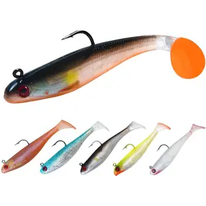 Soft Bait for Bass Fishing, Pre-Rigged Hooks with Paddle Tail Design, Saltwater/freshwater Trout Lure Kit, Essential Fishing Gear for Anglers