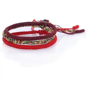 Men Women Chinese Lucky Red String Bracelet Tibetan Buddhist Prayer Handmade Yoga Prayer Rope Mala Bracelet Adjustable Size
