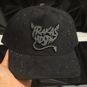 Trakas Rhinestones Black Snapback Hats for Men - Snapback Closure Adjustable Fit Classic Black Design with Logo Detail