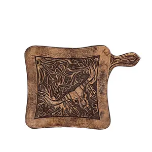 Men's Hand-Tooled Western Wallet - Long Horn Rustic