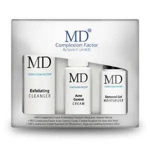 MD Acne Complexion Factors Starter Kit - Acne Exfoliating Cleanser - Seaweed Gel Moisturizer - Acne Control Cream Skincare Skin Repair Moisture Hydrating Moisturizing