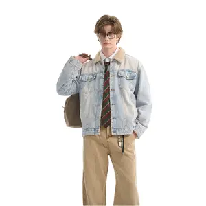 Men's Fleece Jean Jacket Warm Winter Coat Cotton Sherpa Lined Fur Classic Denim Trucker Jacket for Men with Quick-Access Storage and Versatile Design - Menswear